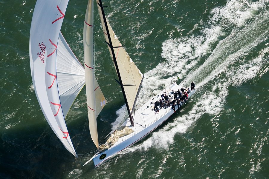 Farr-designed racing yacht under spinnaker